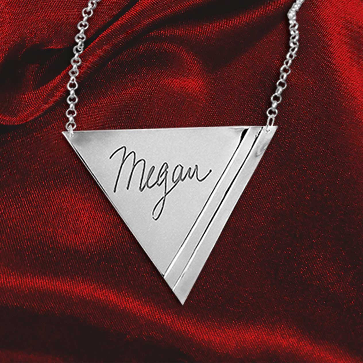 Personalized Engraved Handmade Triangle Name Necklace