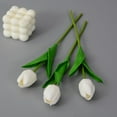 thumbnail image 4 of Cinvoph 5PCS Artificial Flowers White Fake Tulips Artificial Bouquet Indoor Decor Table Centerpieces Wedding Decoration, 4 of 5