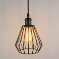 thumbnail image 5 of FSLiving Swag Handing Industrial Style Pulley Design Pendant Lamp with 15ft Plug-in Dimmer Switch Cord Black Iron Cage Diamond Shade with Wheel for Living Room Farmhouse No Wiring Needed - 1 Light, 5 of 9