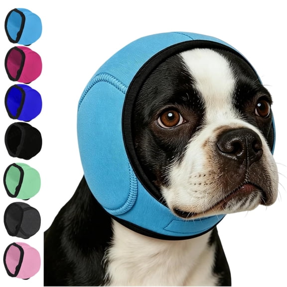 Noise Cancelling Ear Wrap for Dogs, Dog No Shake Ear Muffs Noise Protection Firework Thunder Vacuum, Comfortable Quiet Dogs Calming Hoodie, Adjustable for Grooming Bathing & Swimming(Pink,S)