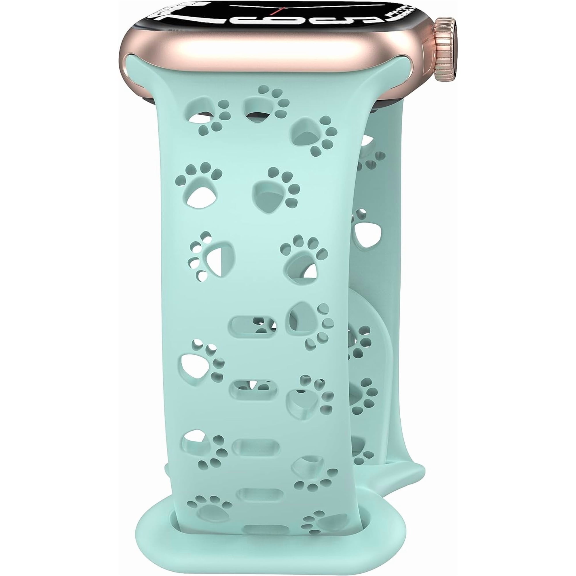 KOMI Dog Paw Watch Band Compatible with Apple Watch Band 38mm 40mm 44mm 42mm 45mm 41mm 49mm for Women, Slim Lace Silicone Hollow Out Wristbands for iwatch Series 9/8/7/6/5/4/3/2/1/SE Teal