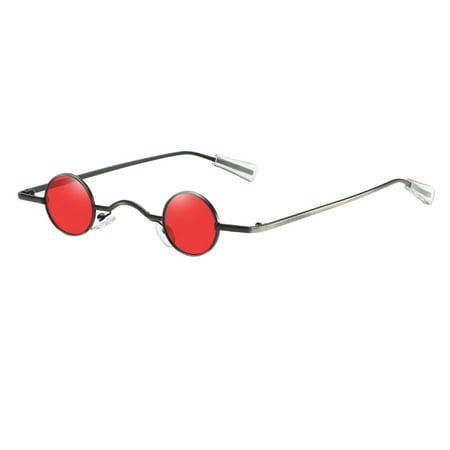 

Small Round Frame Sunglasses Creative Eyeglasses Decorative Party Glasses Beach Eyewear for Men Women (Red)