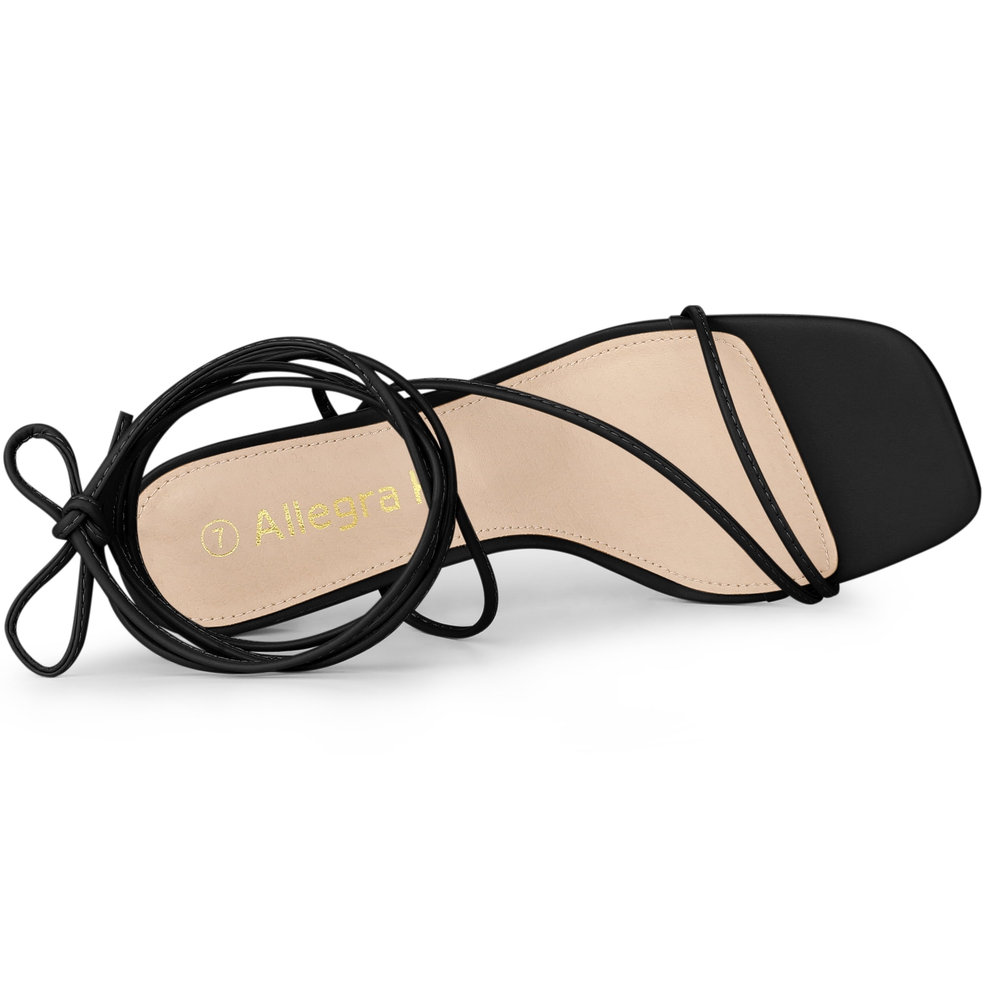 Unique Bargains Women's Lace Up Strappy Block High Heels Sandals