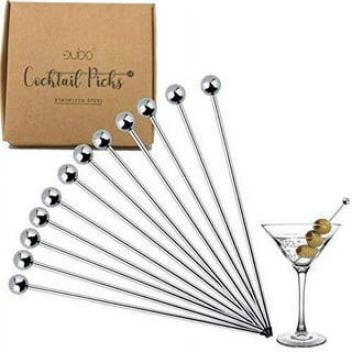 8 Pcs Swizzle Sticks Metal Fruit Needle Fancy Toothpicks Juice