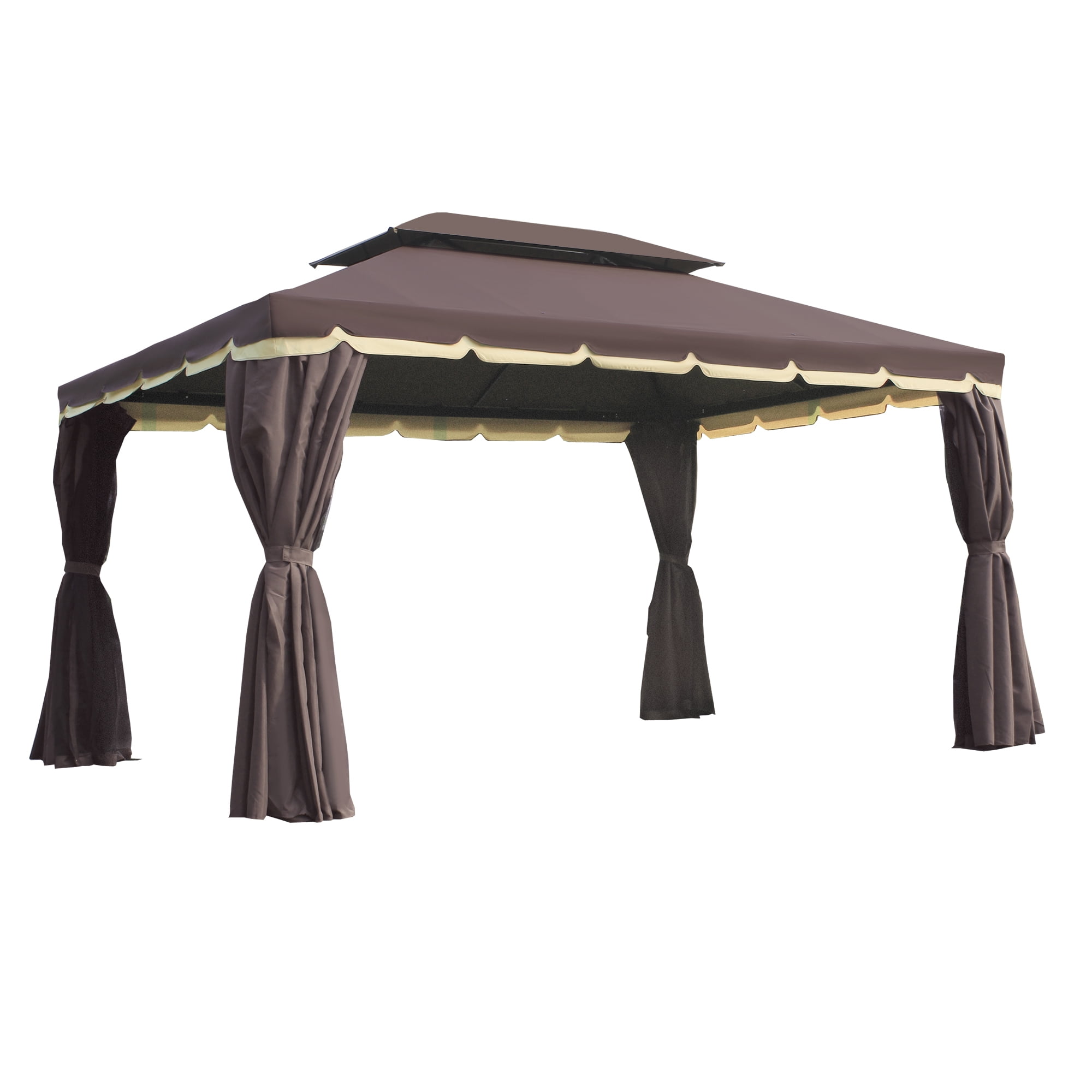 Outsunny 9.2 ft x 12.8 ft Patio Gazebo, Aluminum Frame for Outdoor, Coffee