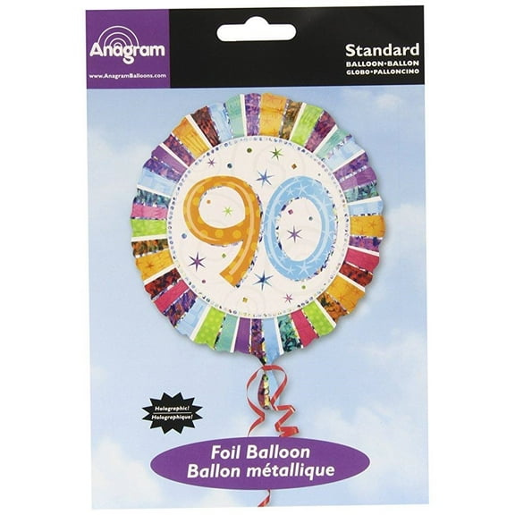 Anagram International Radiant Birthday 90th Balloon, 18", Multicolor