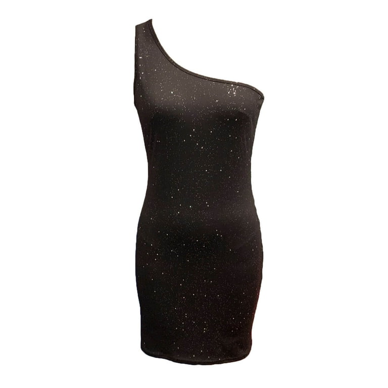 black bling cocktail dress Bling Black Formal Sequins Sparkly Party Dress With Split Spaghetti Straps