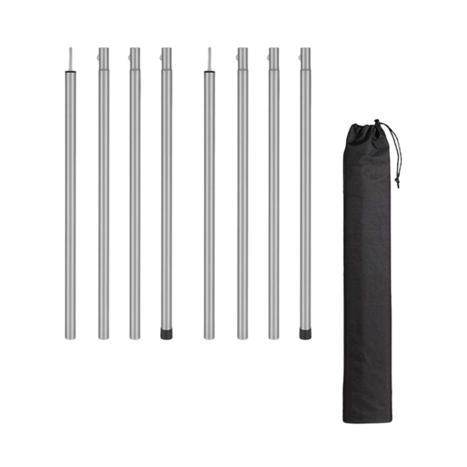 Foldable Tent Poles Canopy Pole Spare Parts with Storage Case Support Rods Hammocks Holder Height Adjustable Tarp Poles for Camping Tent Tarp Argent