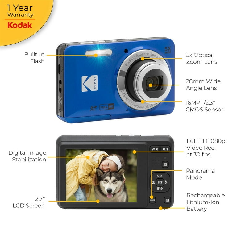 Kodak PIXPRO FZ55 Digital Camera (Blue) + Accessories - Walmart.com