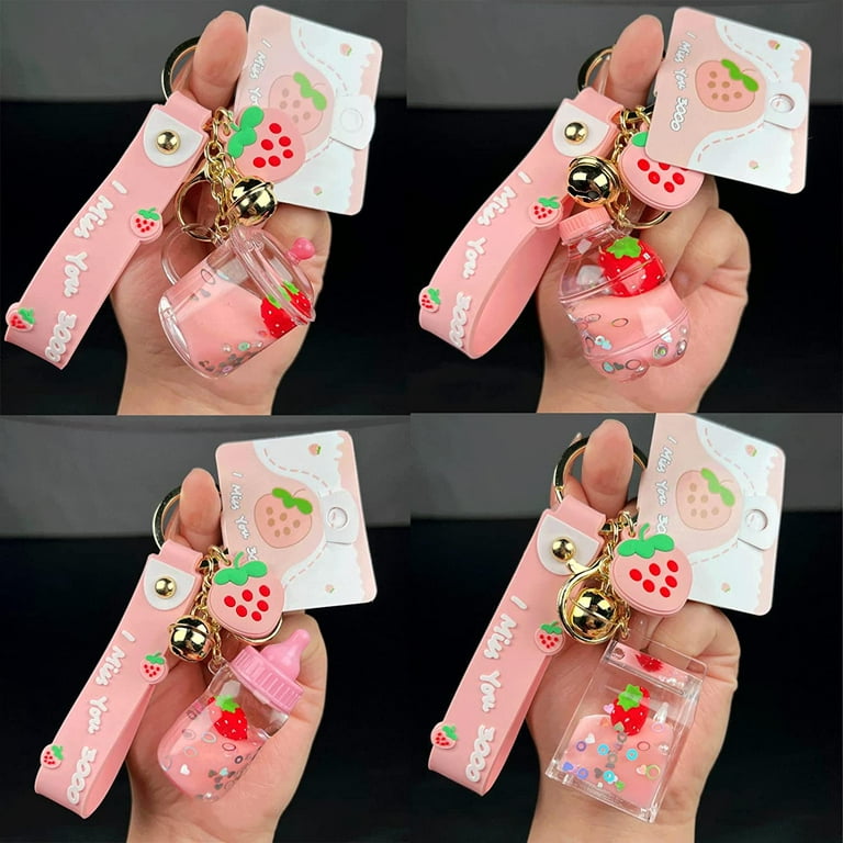 Cute Cherry Keychain Creative Cartoon Fruit Ins Style Women Bag Pendant Key  Chain Wristlet Kawaii Keychain