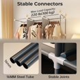 thumbnail image 3 of Portable Closet Wardrobe Closet for Hanging Clothes with 3 Hanging Rods for Bedroom, Non-Woven Fabric Clothes Closet for Living Room Easy Assemble, 3 of 6