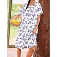thumbnail image 5 of Avidlove Women Button Down Front Dusters Housecoat Oversized Nightgown Short Sleeve Lounge Dress Sleepwear with Pockets, 5 of 7