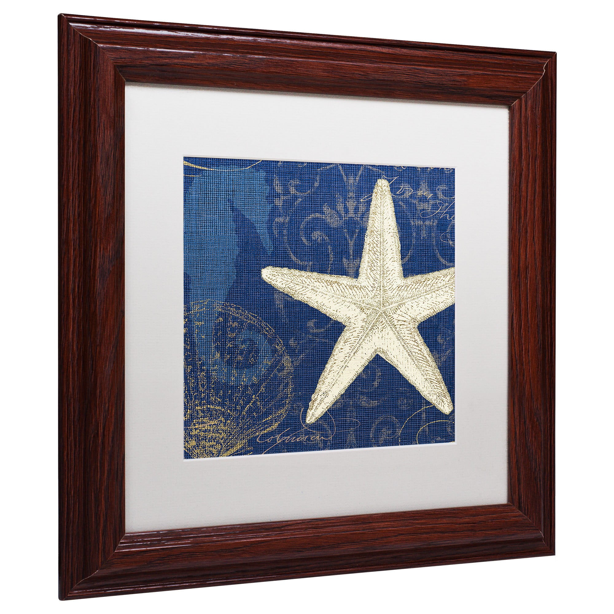 Trademark Fine Art "Coastal Moonlight I Teal" Canvas Art by Pela Studio, White Mat, Wood Frame