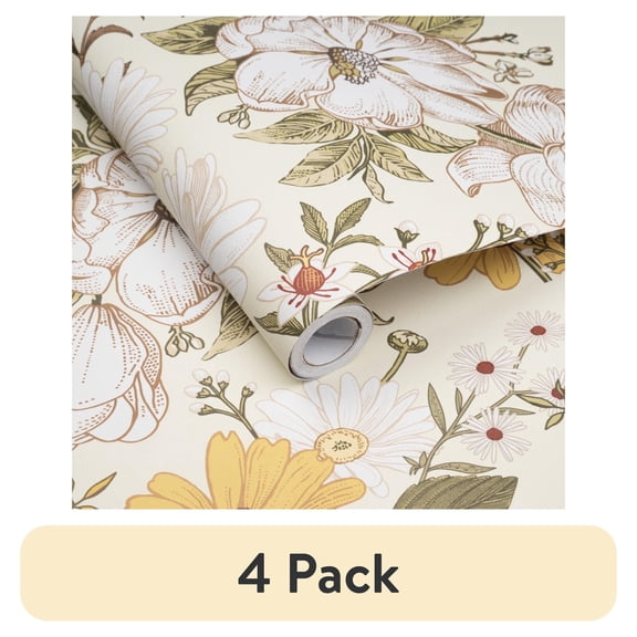 (4 pack) UMIGGEE Flower Wallpaper Daisy Multicolor Peel and Stick Wallpaper Self Adhesive Wall Paper 17.7"x118" Contact Paper for Home Mural Wall Decor Wall Covering Old Furniture Renovation