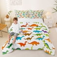 thumbnail image 2 of Metsweet Simple Dinosaur King Size Comforter Sets 3pcs, Colorful Wildlife Comforters King Size, Red Green White,1 Comforter and 2 Pillowcases, 2 of 6
