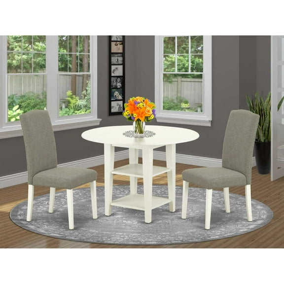 East West Furniture Dining Room Set Linen White, SUEN3-LWH-06