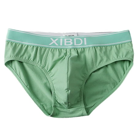

HEVIRGO Soutong Men Briefs Solid Color U Convex Trendy Low Waist Stretchy Underpants for Daily Wear