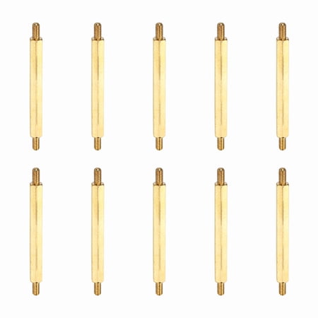 Uxcell 10 Pcs Double Ended Copper Stud Nut M3x52mm Male to Male Double End Threaded Stud for Industrial Use Mechanical Repairing CPU Cooler