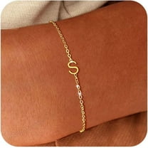 Initial Gold Bracelets for Women Trendy, Dainty 14K Gold Plated Letter Charm Bracelet Cute Jewelry Simple Monogram Bracelets Fashion Gifts for Women
