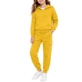 thumbnail image 5 of Ulanda Boys 2 Piece Outfits Sweatsuit Hoodie and Sweatpants Tracksuit Athletic Jogger Sets Toddler Kids Matching Sets (Yellow, 6-7 Years), 5 of 6