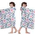thumbnail image 4 of Pioneer Flower Floral Print Pattern Hooded Bath Towel，60"x35" for Ages 3 To 12 Kids, Quick Dry Lightweight Soft Microfiber Hood Beach Towel Cover Up for Kids, 4 of 7