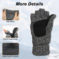 thumbnail image 2 of GIRACOA Winter Winter Fingerless Wool Gloves, Knitted Thermal Convertible Mittens Flap Cover for Women and Men(Heather Gray), 2 of 7