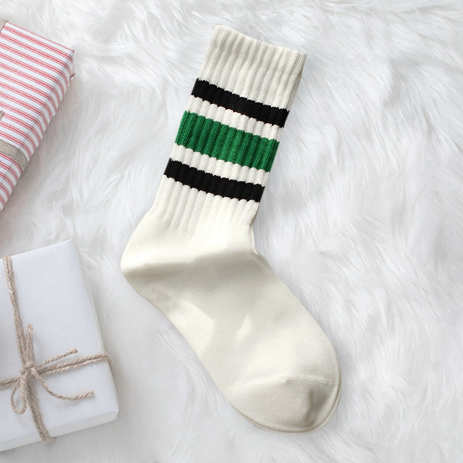 AWZXDE Unisex Japanese Style Striped Crew Socks, Retro Sport Socks