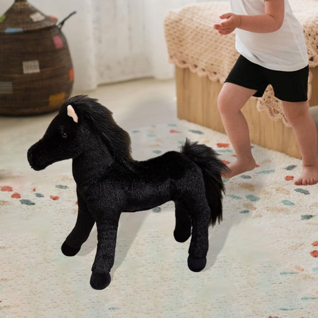 Simulación de juguete para caballos Simulación para niños decoración de la habitación de la habitación del almohada del almohada para niños Festival L negro