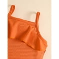 thumbnail image 4 of Infant Baby Two Piece Set, Toddler Solid Color Sleeveless Camisole Tops Elastic Waist Ruffle Hem Shorts, 4 of 9