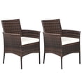 thumbnail image 1 of Patiojoy Outdoor 2 PCS Rattan Dining Chair Patio Cushioned Arm Chair w/Zipper Brown, 1 of 10