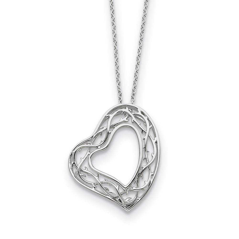 925 Sterling Silver Polished The Hugging Heart Pendant Necklace 18 by Sentimental Expressions 