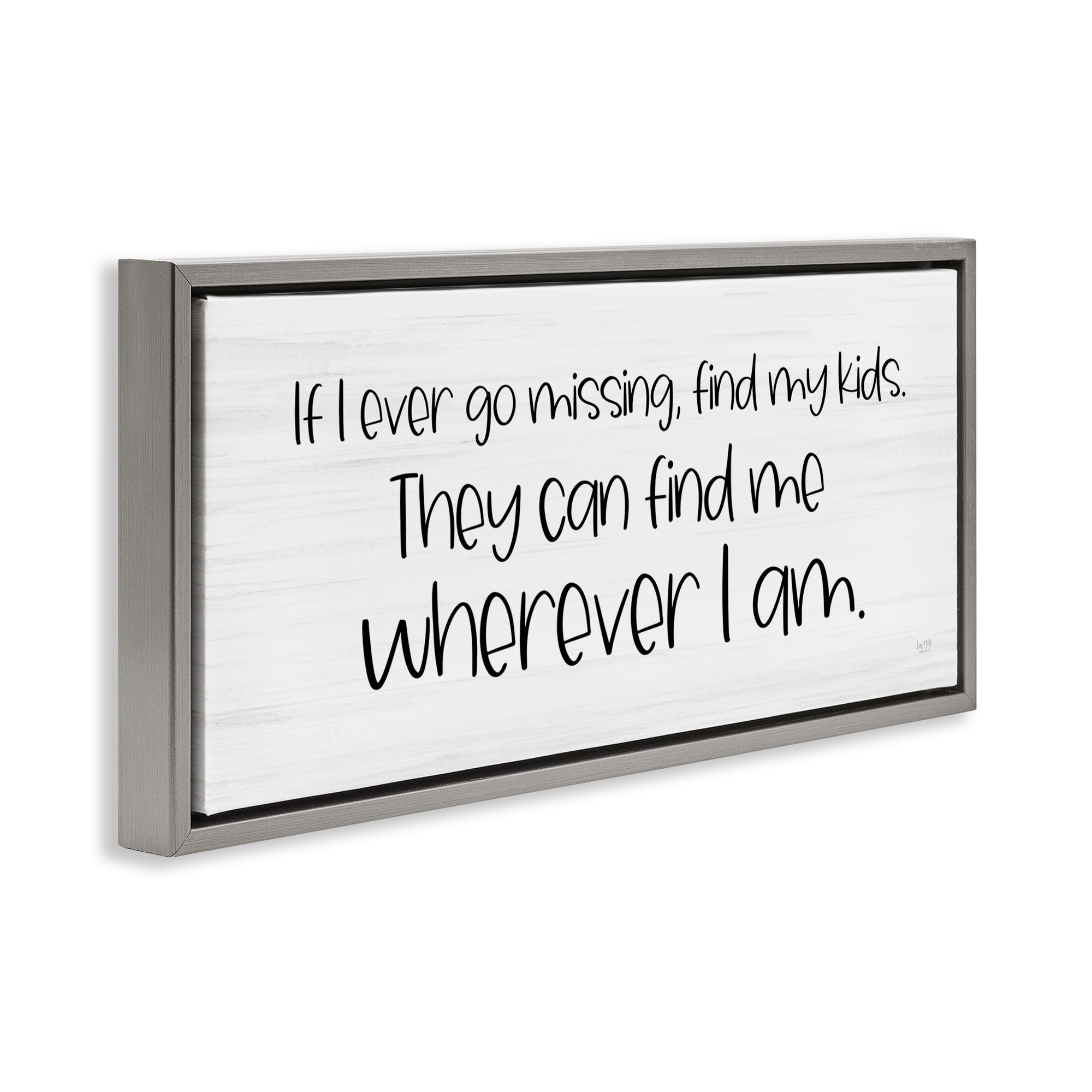 Stupell Industries My Kids Can Find Me Text & Numbers Painting Gray Floater Framed Canvas Art Print Wall Art, 25 x 11
