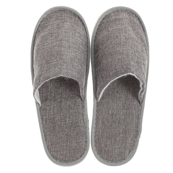 Japanese Style Travel Slippers Portable Folding Slippers Indoor Slippers for Home Hotel (Linen Color)