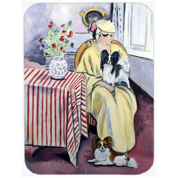 Lady with her Papillon Glass Cutting Board - Large