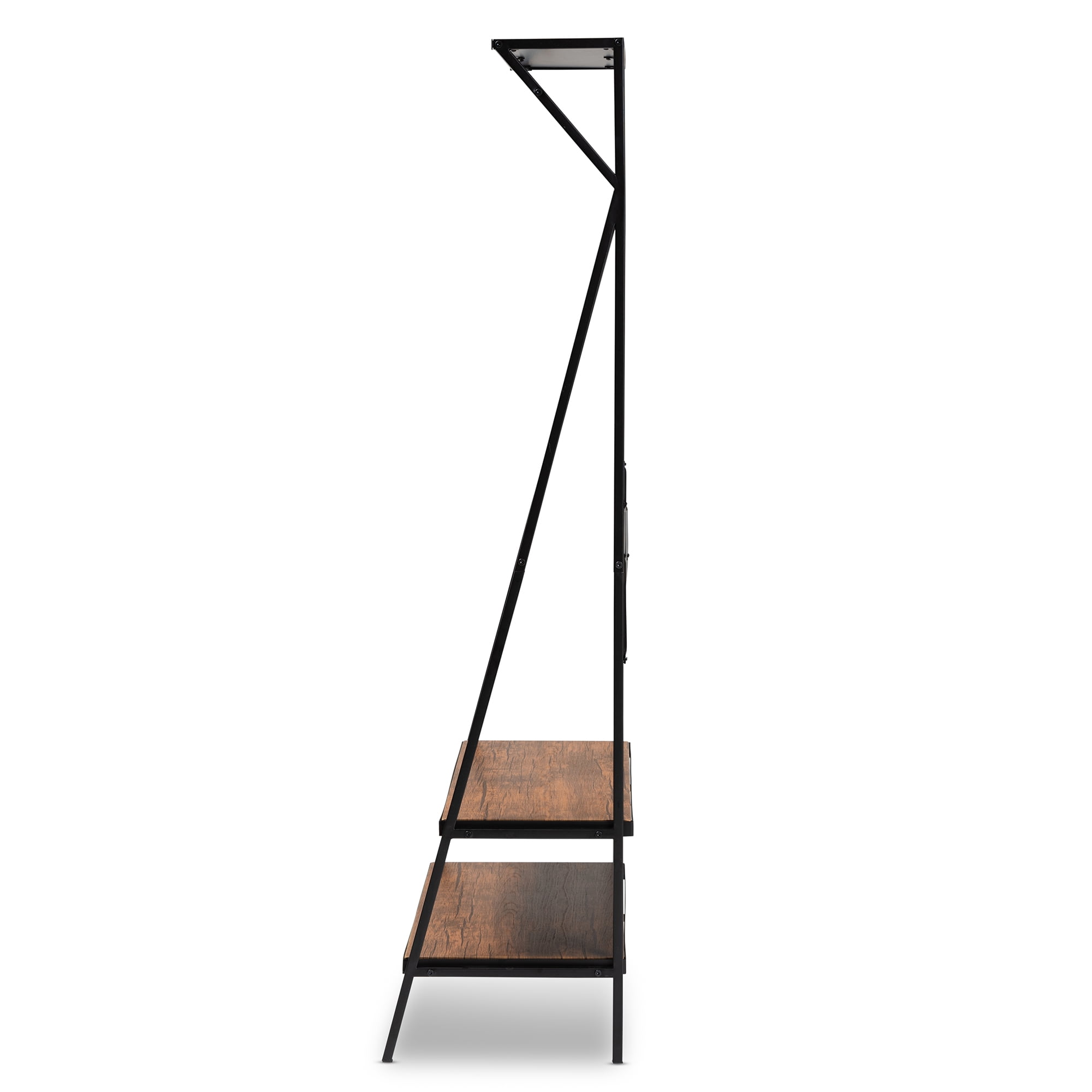 Laima Vintage Rustic Industrial Distressed Wood and Black Metal Finished Entryway Coat Hanger