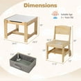 thumbnail image 3 of Gymax Ensemble 3-en-1 Table et Chaises pour Enfants avec Tableau Blanc/tableau Noir Réversible, Dessus, Rangement Dissimulé, Gris, 3 of 10