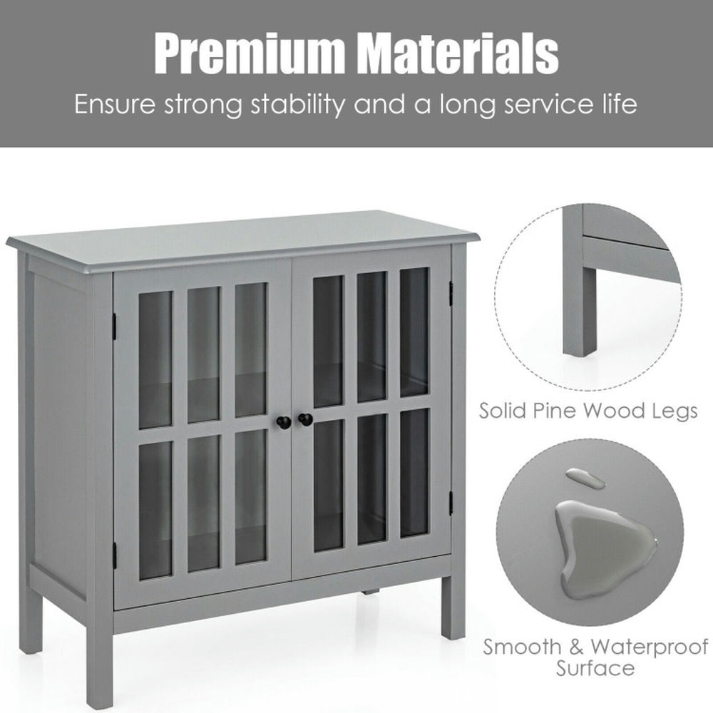 Finihen Kitchen Storage Cabinet, Buffet Sideboard, Glass Door Sideboard Console Storage Buffet Cabinet, for Dining Room, Kitchen, Living Room, Gray Finihen Kitchen Storage Cabinet, Buffet Sideboard, Glass Door Sideboard Console Storage Buffet Cabinet, for Dining Room, Kitchen, Living Room, Gray