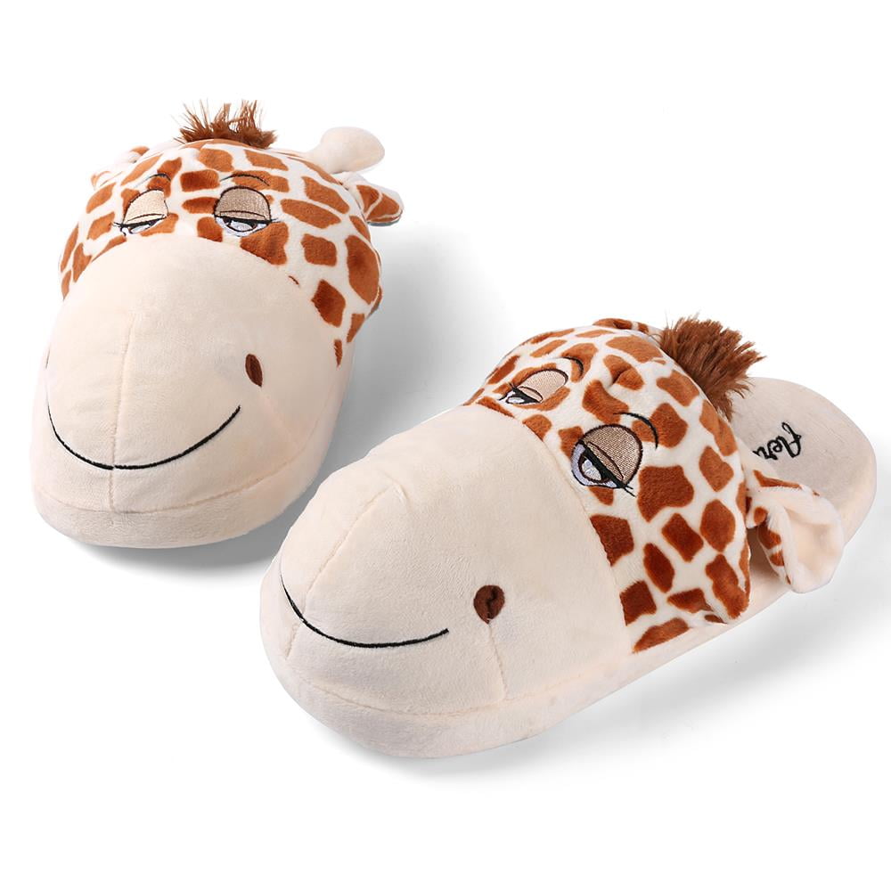 Kid's Plush Cartoon Animal Cozy House Slippers for Indoors (Giraffe)