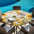 thumbnail image 4 of Sunflower Fitted Tablecloth with Elastic Edged, Round Table Cloth for Dining Table, Vintage Summer Bee Botanical Farmhouse Waterproof Oil Proof Table Cover for Indoor Outdoor 55"-60", 4 of 9