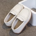 thumbnail image 2 of White Girls For Little Kids Slip On Loafers Soft Sole Faux Suede White Casual Shoes British Style Everyday, 2 of 5