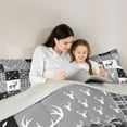 thumbnail image 5 of jejeloiu Geometric Chekc Grid Queen Comforter Set,Jungle Wildlife Deer Bedding Sets,Lake House Bedding Comforter Set For Teens,Breathable Home Decor Reversible,3 Pieces, 5 of 8