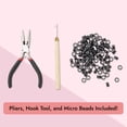 thumbnail image 5 of Glamlily Colored Hair Extensions for Kids, Hair Extension Beads, 100-Pcs Synthetic Strands in 10 Rainbow Colors, Includes Tools and Microbeads, 20 in, 5 of 10