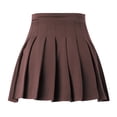 thumbnail image 4 of Tfken Summer Skirts For Women Solid Color High Waist Mini Pleated Skirts Trendy Daily Wear Female Comfortable Clothes Brown, 4 of 4