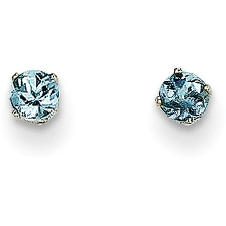 Aquamarine 14k White Gold Earrings - Aquamarine 14kt White Gold 3mm Stud Earrings