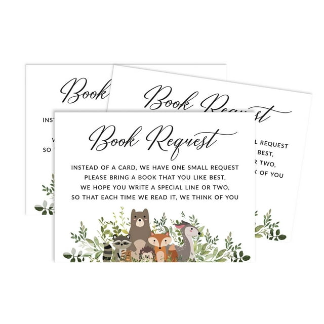 Inkdotpot 30Jungle Animals Gender Neutral Baby Shower Book Request Cards Bring A Book Instead Of A Card Baby Shower Invitations Inserts Games