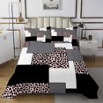 thumbnail image 1 of YST Striped Quilt Set for Boys,Abstract Leopard Printed Coverlet Set,Modern Square Bedspread Set,Black Geometric Bed Cover with 2 Pillowcases Lightweight,Queen, 1 of 5