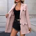 thumbnail image 5 of Qgtaibl Womens Button Down Jacket Long Sleeve Mid Length Work Trench Coat Casual Lightweight Office Outerwear with Pockets Pink L, 5 of 6