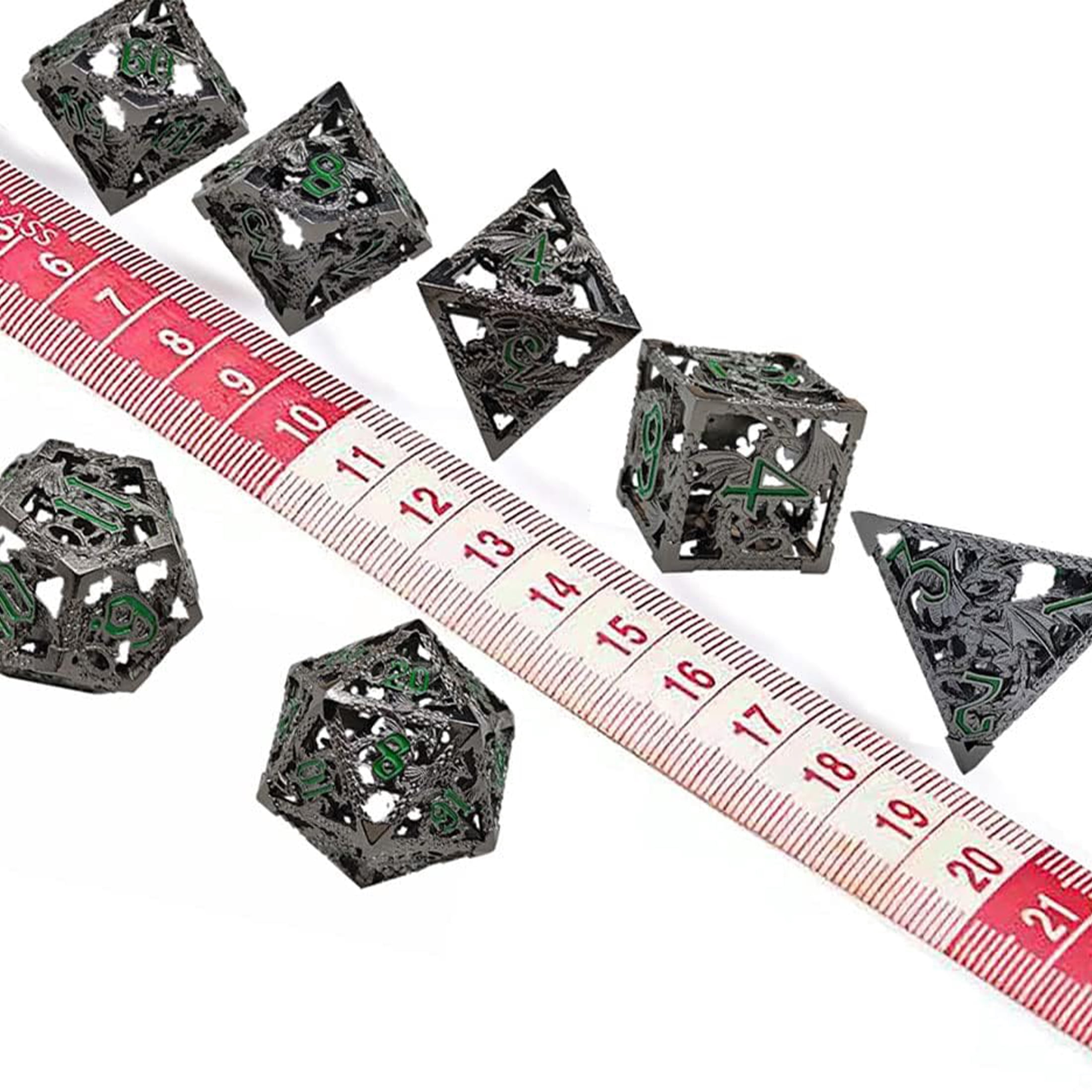 Hollow Metal DND Dice Set, Dungeons and Dragons Accessories, D4 D8 D10 D12 D20 (Dark Iron),Adult