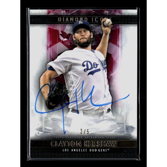 Collectible 2019 Topps Diamond Icons Clayton Kershaw Auto #AC-CKE /5 Los Angeles Dodgers Baseball Card Los Angeles Dodgers MLB Autographed Baseball Trading Card