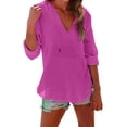 thumbnail image 2 of Linen Hoodie Women Summer Hoodies for Women Hooded Swimsuit Coverup for Women Beach Shirts for Women Swim Cover up Top Women's Beach Tunics and Cover-up Tops Beachy Shirts for Wome,Hot Pink,3XL, 2 of 9